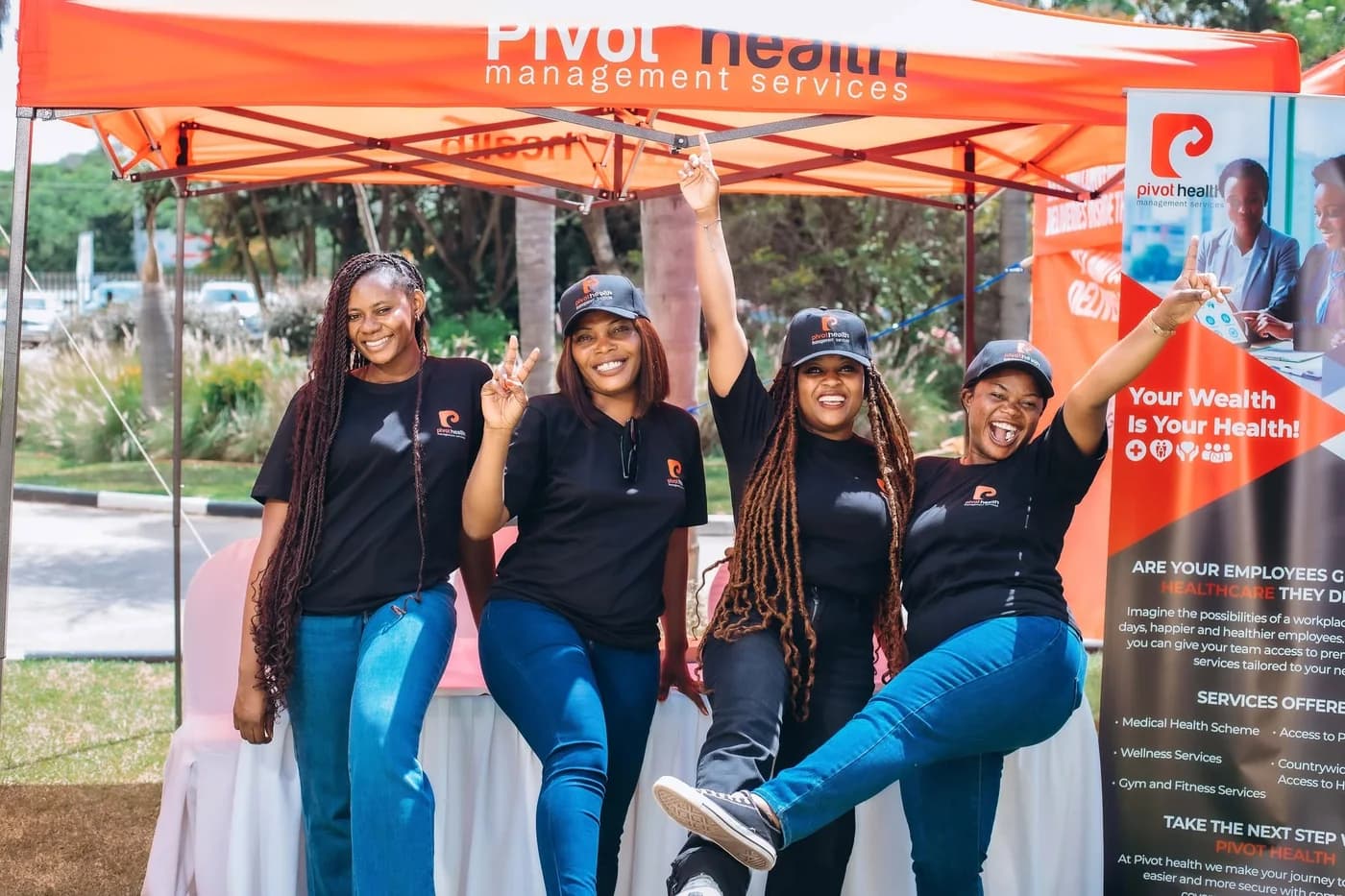 The Pivot Health team at a workplace wellness activation in Lusaka